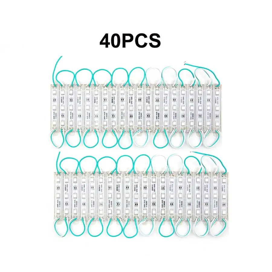 40PCS SMD 5050 Светодиодный модуль 3 светодиодный 12 В постоянного тока водонепроницаемый рекламный знак магазин Передняя полоса ленты лампы модули огни комплект зеленый цвет - Цвет: 40PCS