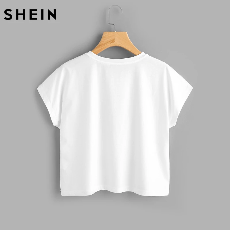 SHEIN Повседневный Женский комплект из двух предметов,, летний комплект с мультяшным принтом авокадо, футболка с коротким рукавом и шорты с эластичной резинкой на талии