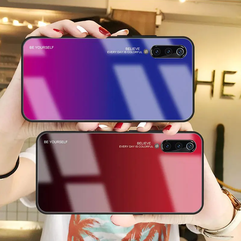 Чехол с градиентным закаленным стеклом для Xiaomi MI 9 SE 8 Lite A2 A1 5X Max 3 F1 Redmi 7 Note 6 5 Pro 6A
