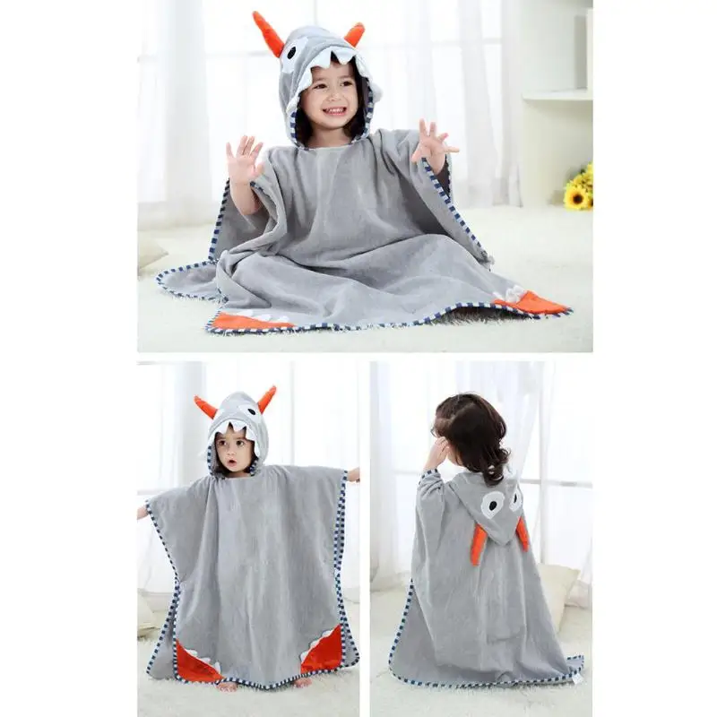 Детский мягкий хлопковый банный халат с капюшоном и рисунком для младенцев