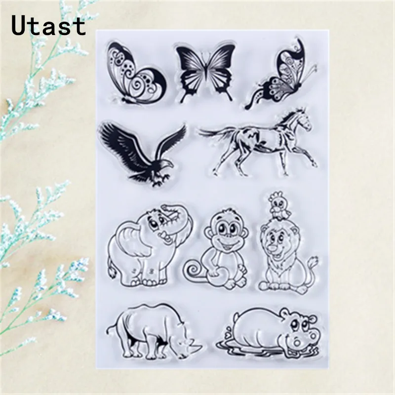 Бабочка животное лошадь прозрачные силиконовые штампы/прозрачный резиновый