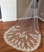 high quality beautiful long veil with lace at the edge cathedral lenght wedding accessories wedding veil