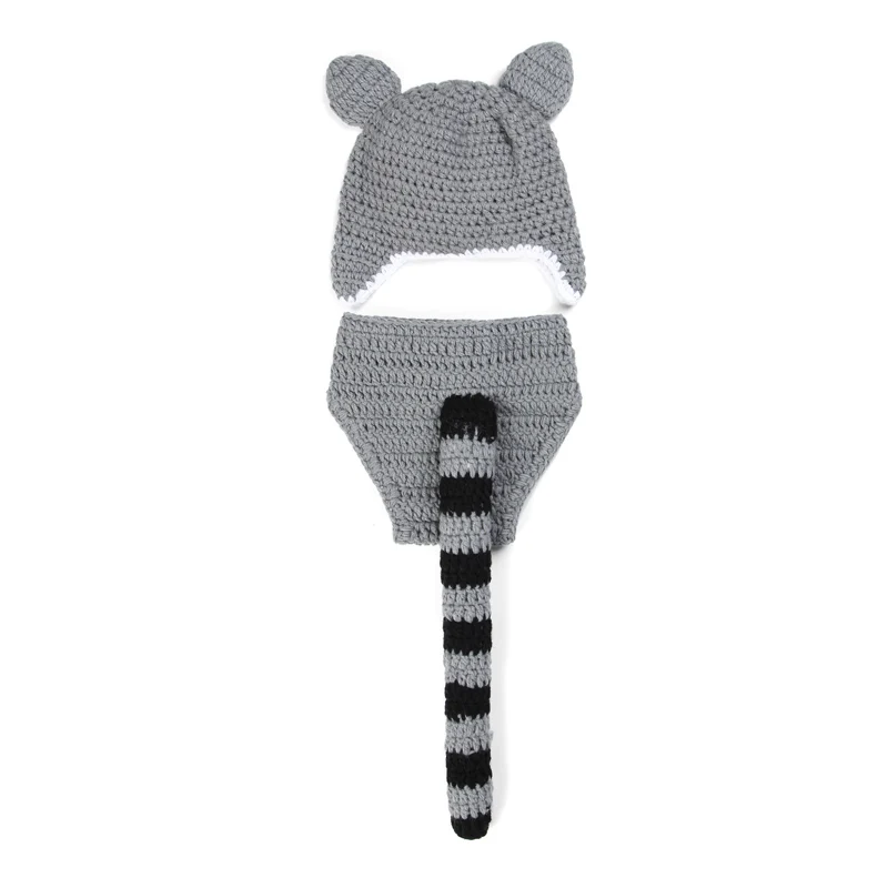 Newborn Baby Handmade Infant 0-3 months Animal Photography Props Wild Civet Cats Cute Crochet Outfits Knitted Wool Dress | Мать и ребенок