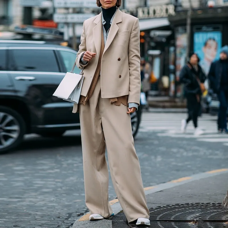 TWOTWINSTYLE повседневные женские костюмы Асимметричный блейзер с длинными рукавами