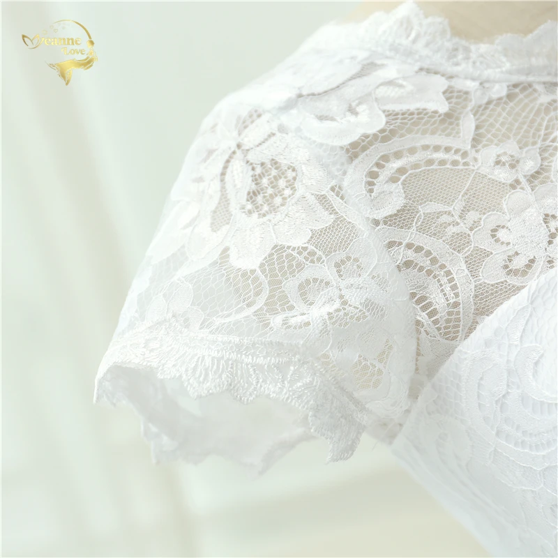 Прозрачная Vestido De Noiva Robe Mariage короткий рукав Чай Длина кружевные короткие