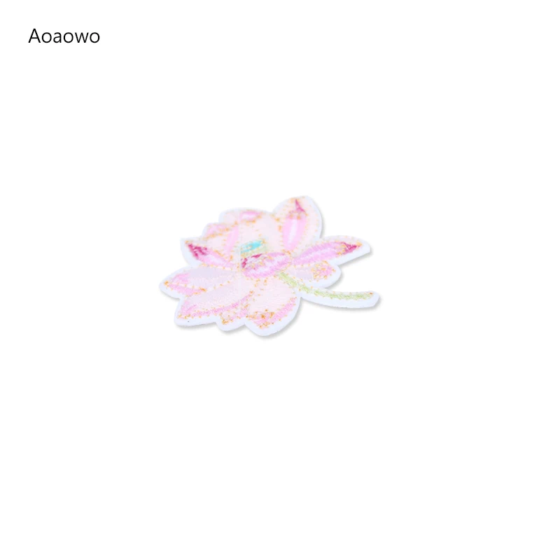 Aoaowo розовый Лотос патч железа на ткани вышитые шляпа цветок аппликация пришить Diy