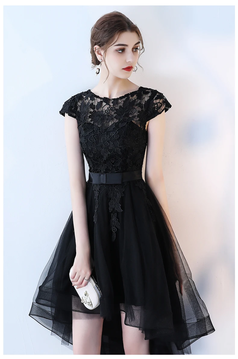 Robe De Soriee новое черное вечернее платье короткое спереди с длинным рукавом