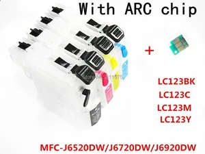 4 чернила LC123 BK C M Y, многоразовый картридж для принтеров Brother MFC-J6520DWMFC-J6720DW, с постоянным чипом