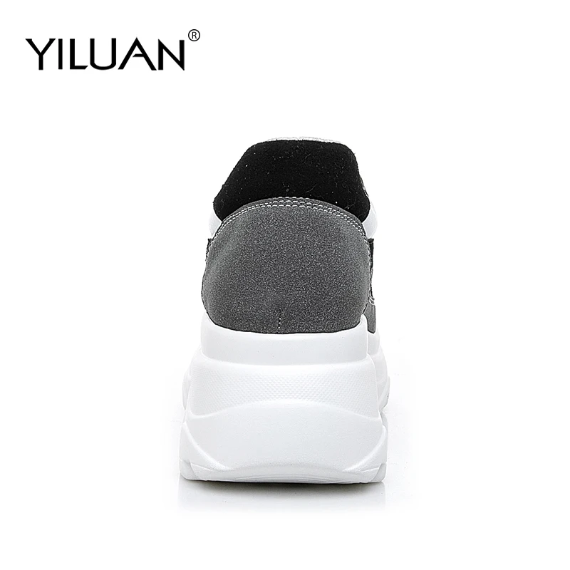 Женские кроссовки на платформе Yiluan черные повседневные для студенток весна