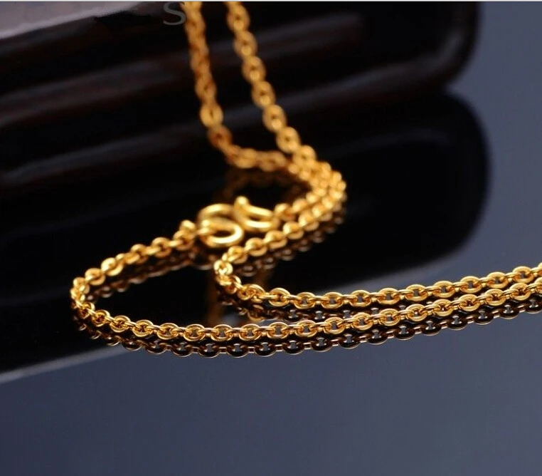Однотонное ожерелье 24K цепочка из желтого золота/гладкое цепочка/2 70 г|gold chain