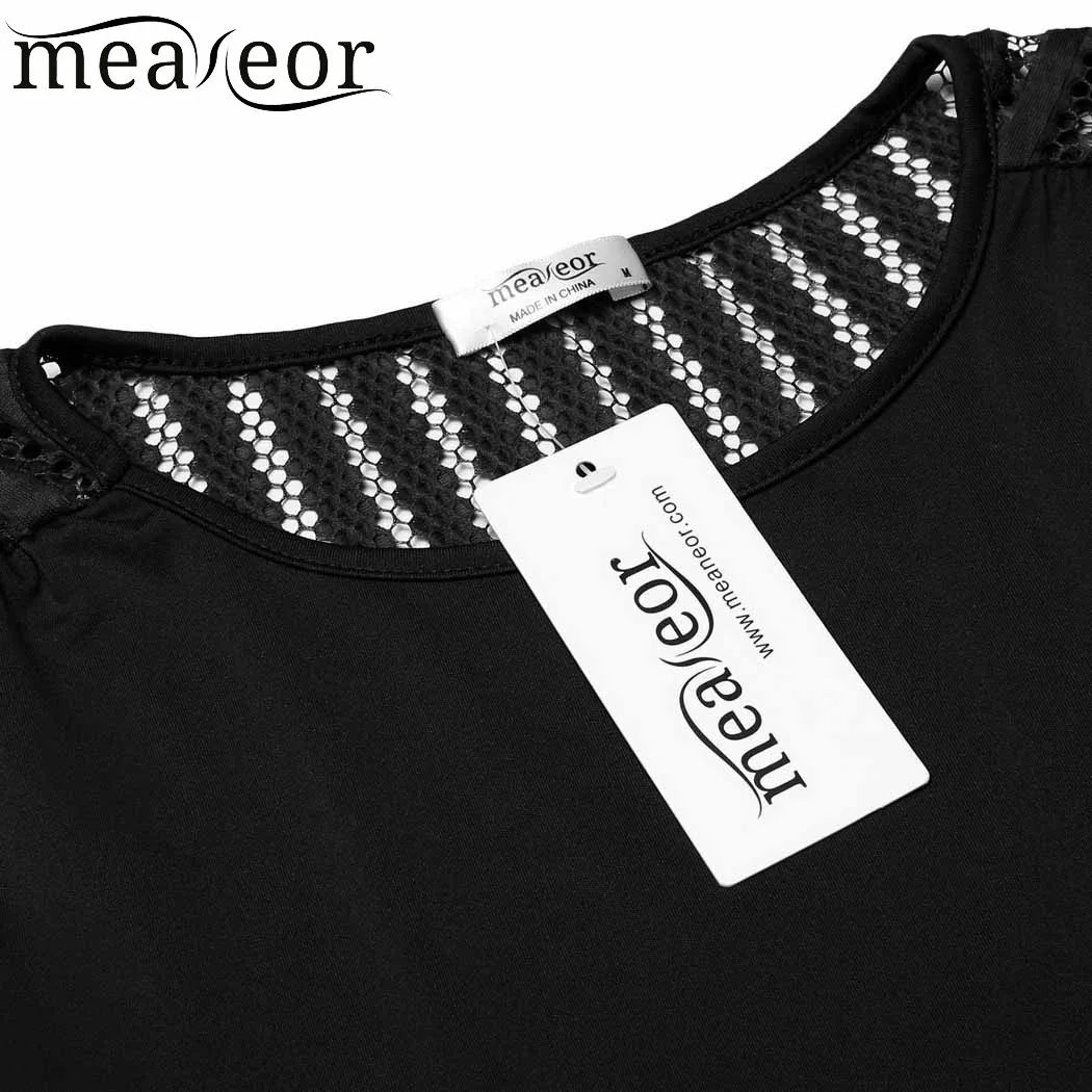 Meaneor/женские футболки с оборками Лоскутная футболка повседневные Осенние
