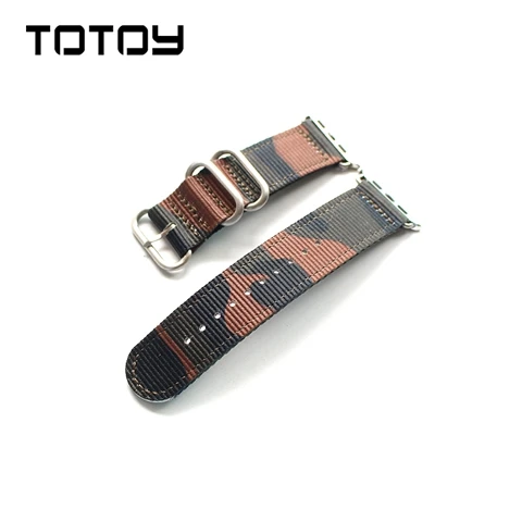 Ремешок для часов TOTOY Камуфляжный спортивный стиль, 38 мм 40 мм 42 мм 44 мм для Apple Watch ремешок, мужской нейлоновый ремешок для 42 мм Iwatch Watch Band - Цвет ремешка: Dark green Silver