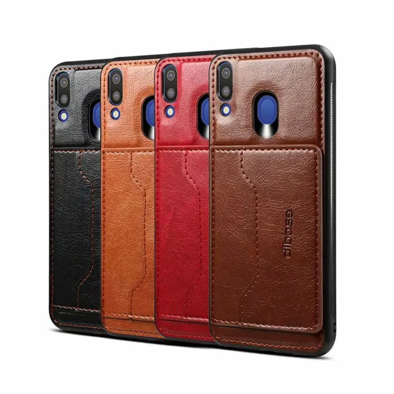 JIATEXIN ТПУ бампер чехол для Samsung Galaxy M20 PU кожаный M10 магнитный держатель с кармашком