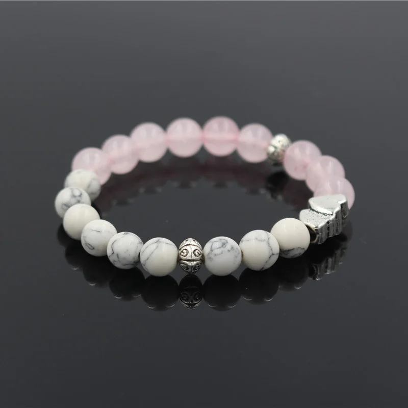 Талисман Двойное сердце девушка дизайн Howlite и розовый кварц каменная бусина