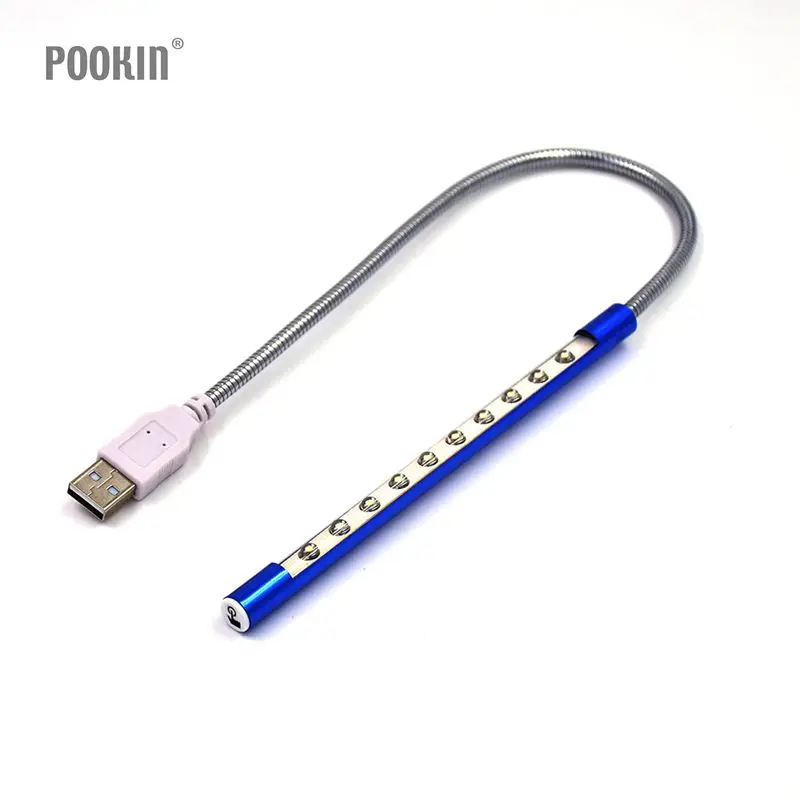 Мини 10 светодиодный S сенсорный переключатель Версия USB светильник гибкий металлический светодиодный светильник Настольная лампа s для ноутбука ПК компьютера