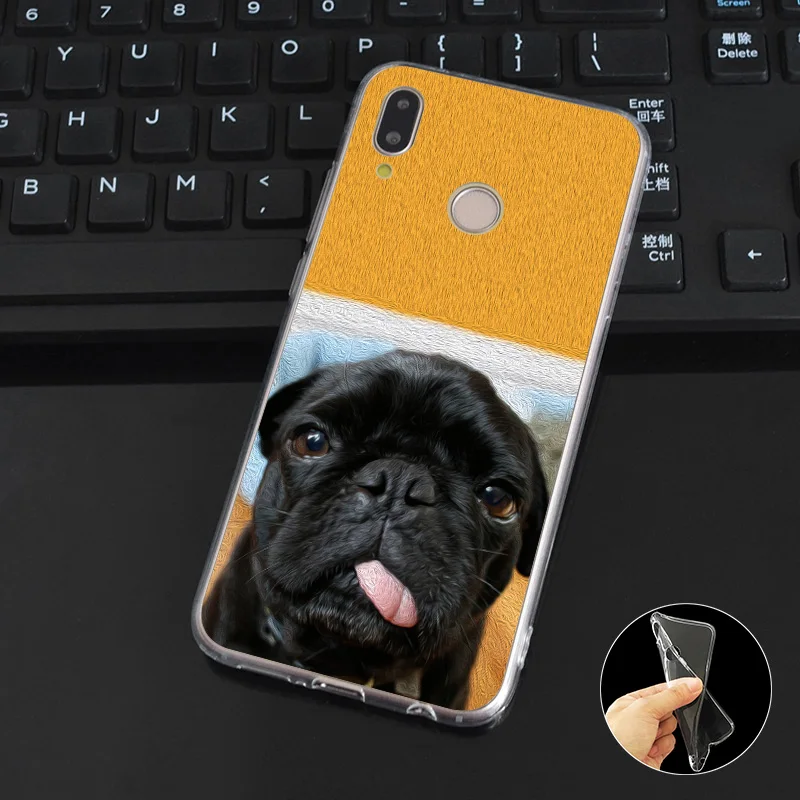 DREAMFOX M281 Мягкий силиконовый чехол из ТПУ с Мопсом и щенком французского бульдога