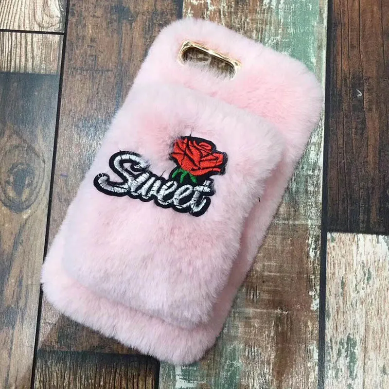Tfshining Меховой чехол для iPhone X XR XS Max милый зимний плюшевый пушистый силиконовый с