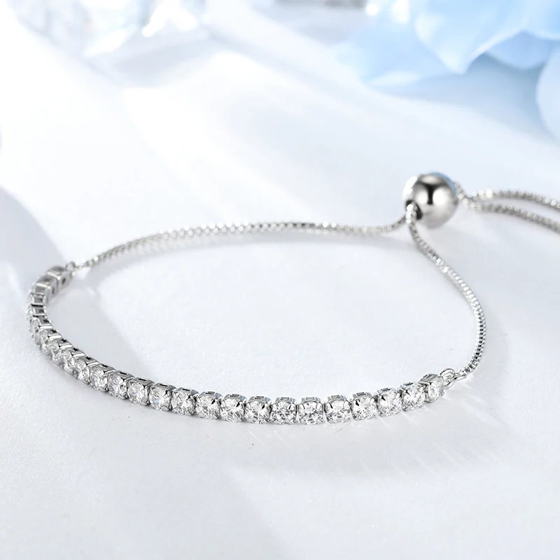 LZESHINE Adjustable Tennis Bracelet &amp Bangle with Clear CZ Female Charming Jewelry Gifts Silver Color Chain for Women | Украшения и