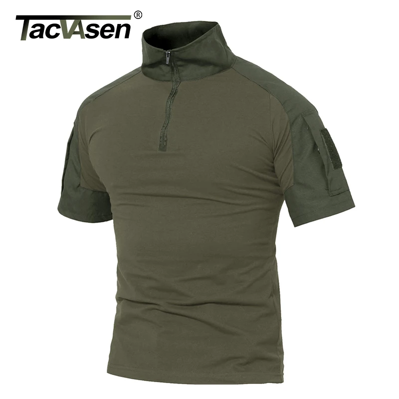 

TACVASEN Men Summer T Shirts Airsoft Army Tactical T Shirt Short Sleeve Military Camouflage Cotton Tee Shirts Paintball Clothing