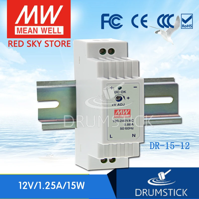 

(Only 11.11)MEAN WELL DR-15-12 (12Pcs) 12V 1.25A meanwell DR-15 15W Single Output Industrial DIN Rail Power Supply