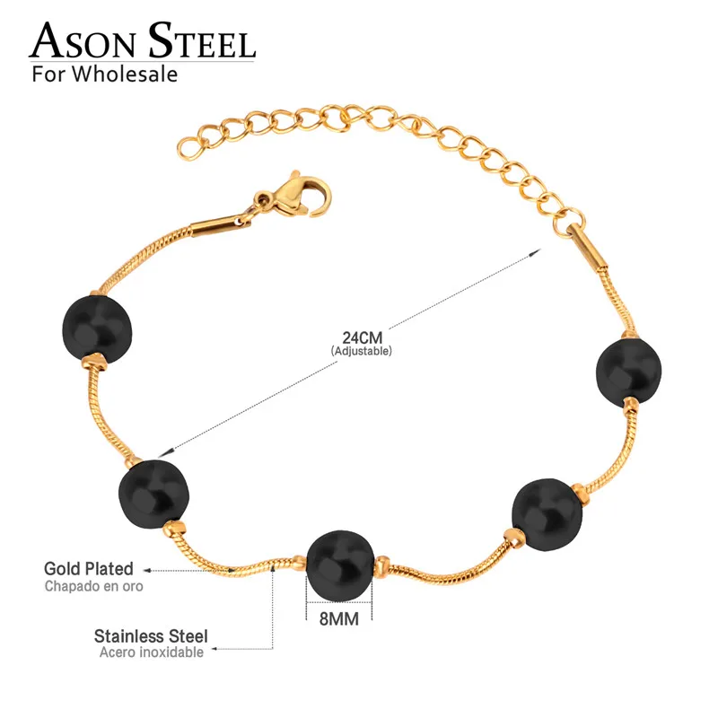 Женские регулируемые браслеты цепочки ASONSTEEL золотистые/Серебристые с имитацией