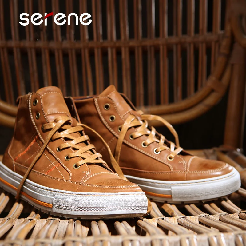 Мужские туфли на плоской подошве из 100% натуральной кожи модная Винтажная обувь