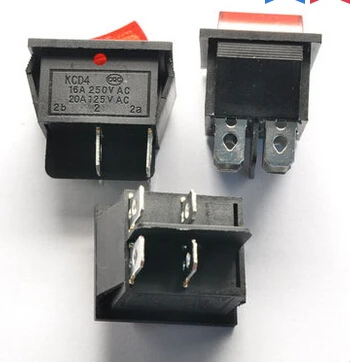 KCD4 4P 4PIN SPST вкл/выкл с светильник кой 25*31 мм клавишный переключатель 16 А 250 В