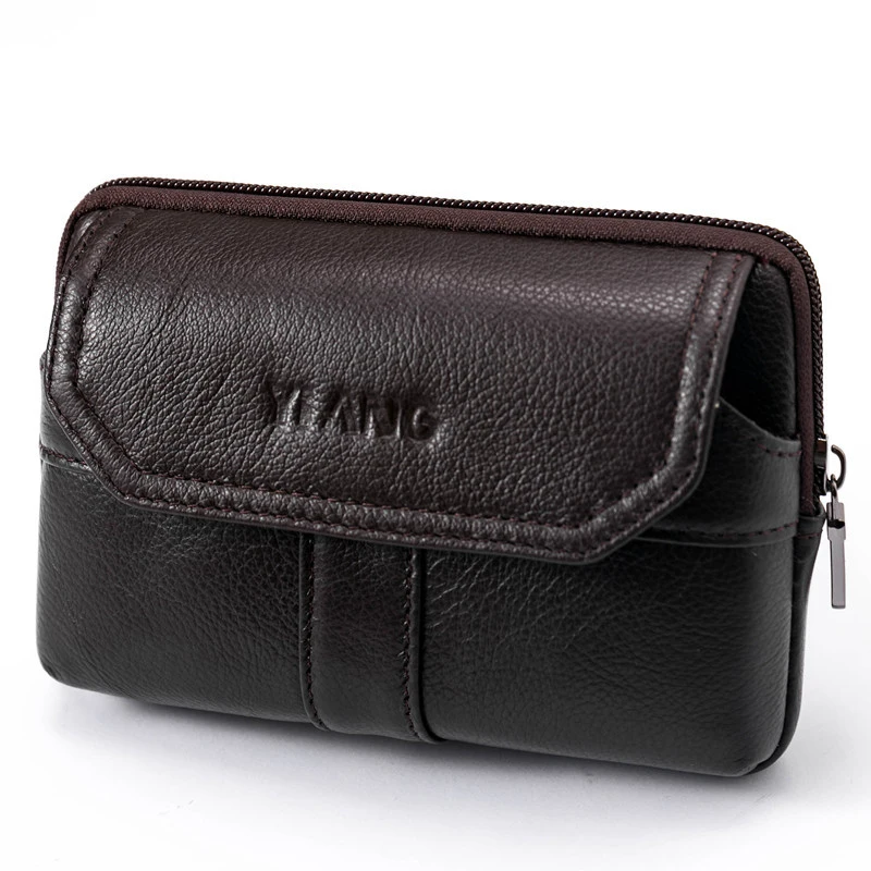 Мужской поясной кошелек из натуральной воловьей кожи забавная сумочка на бедро с