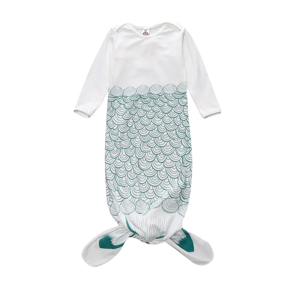 Милый детский спальный мешок из хлопка с изображением русалки и акулы для