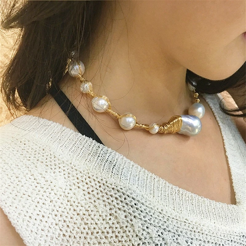 Женское жемчужное ожерелье с натуральным барочным жемчугом Изящные Ювелирные