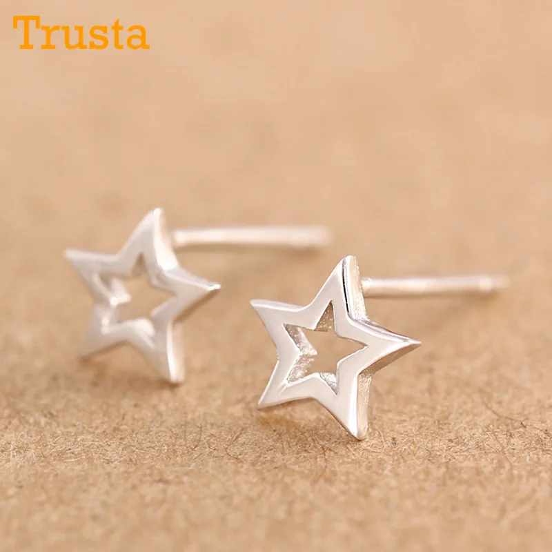 Trusta, 925 пробы, серебряные ювелирные изделия, женские модные милые Полые серьги-гвоздики для девочек, детей, леди DA07