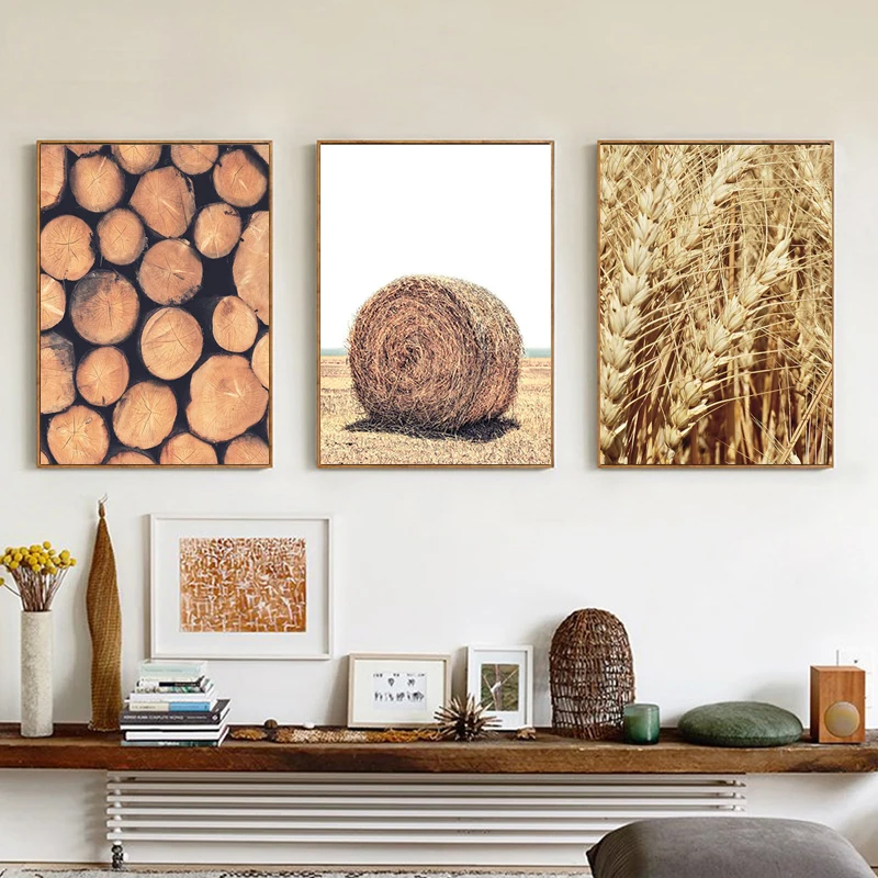 

Modern Farmhouse Wall Art Animals Posters and Golden Wheat Prints Canvas Painting Pictures for Living Kitchen Room Home Decor