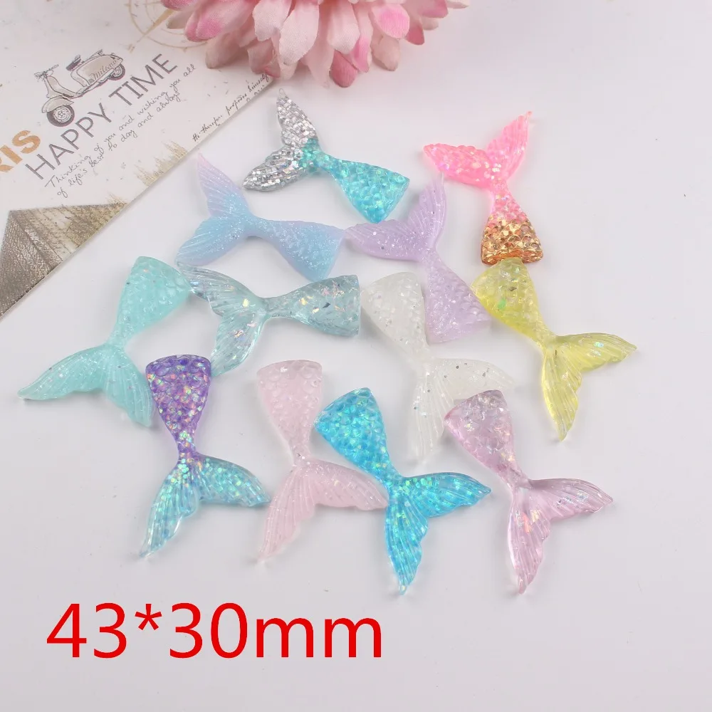 

10pcs/lot kawaii resin mermaid tail mix colors DIY flatback resin cabochons accessories