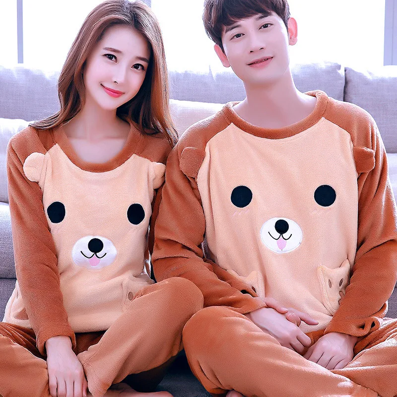 Пижама из кораллового флиса для пар зимняя с героями мультфильмов девочек