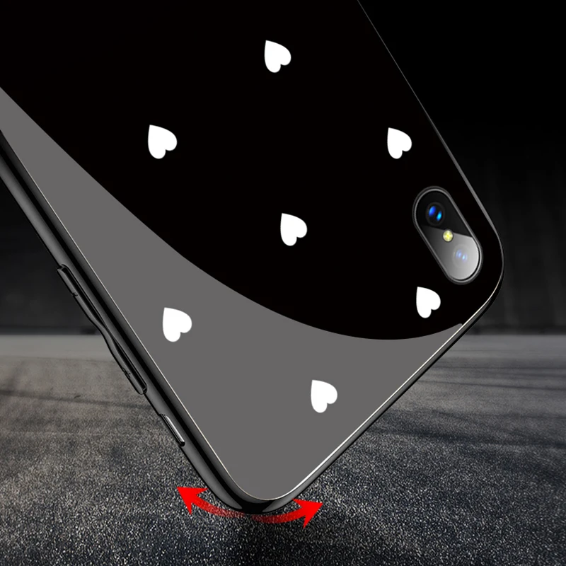 Чехол для iPhone XR X XS Max 7 из закаленного стекла с сердечком и кисточкой на шнурке, подходит для 6 6S 8 Plus.