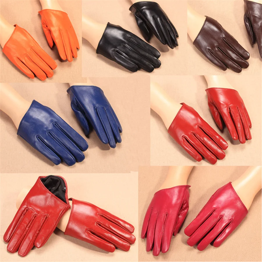 

Autumn And Winter Real Leather Gloves Ladies Warm Dance Short Genuine Leather Gloves Fashion Driving Semi-Palm Fingertips NS08-5