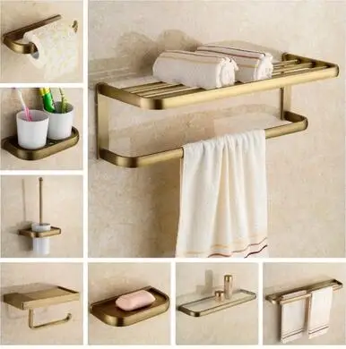 

Free shipping,solid brass Bathroom Accessories Set, Antique Robe hook,Paper Holder,Towel Bar,Soap basket,Towel Rack bathroom set