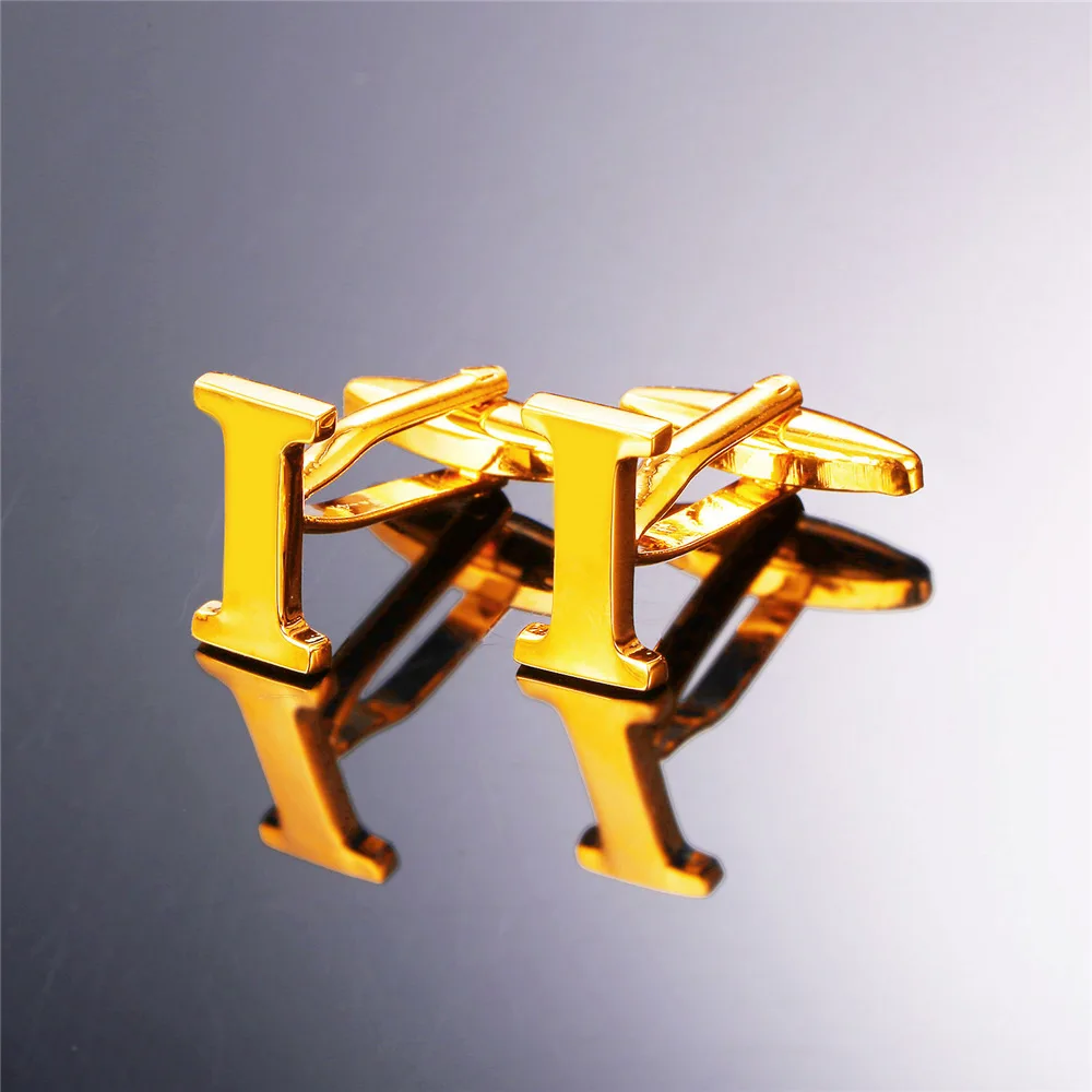 U7 Имя Алфавит I Запонки Для Мужчин Свадебные Ювелирные Изделия Пуковицы На