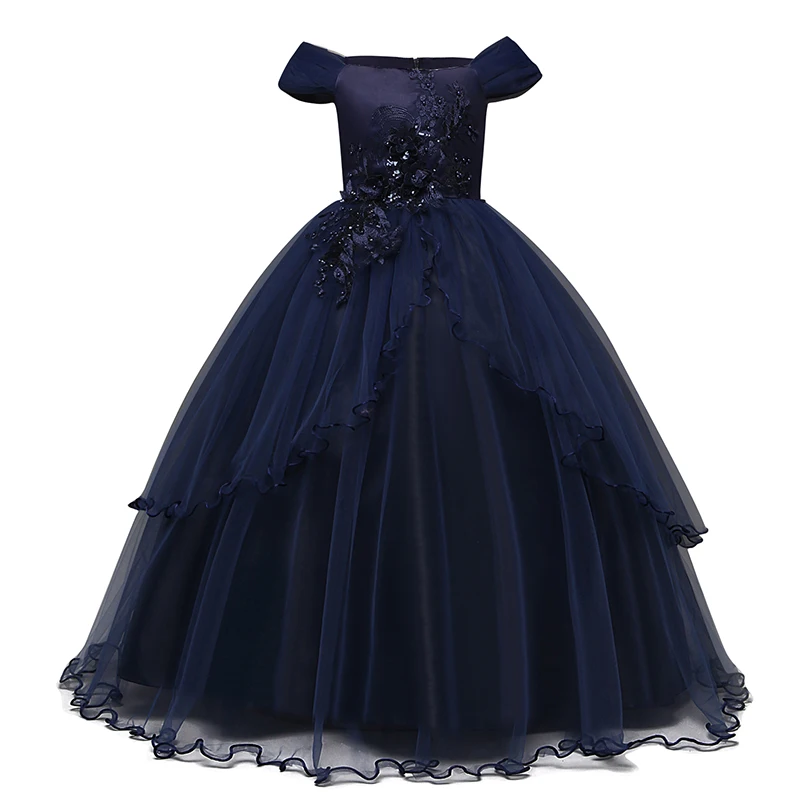 2019 Sale Kids Girls Elegant Wedding Flower Girl Dress Princess Party Pageant Formal Long Shoulderless Lace Tulle 6 7 Year Teen | Детская