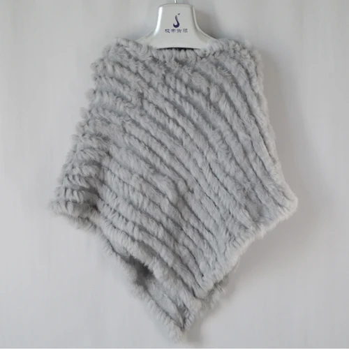 light gray Новинка, женские шарфы-пончо из натурального кроличьего меха, зимний женский меховой Палантин из натурального кроличьего меха - Цвет: light gray