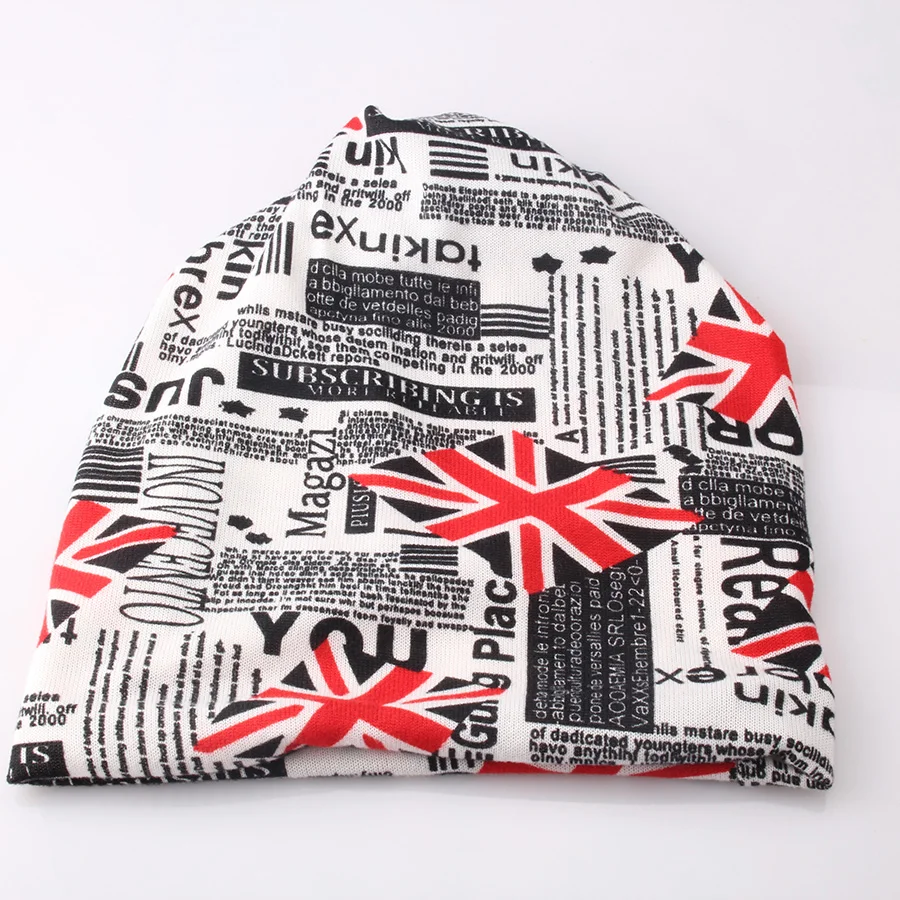 Женская шапка тюрбан с рисунком британского флага высоким воротником в