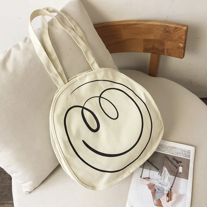 Youda Новая модная простая парусиновая сумка через плечо с принтом улыбки Женская