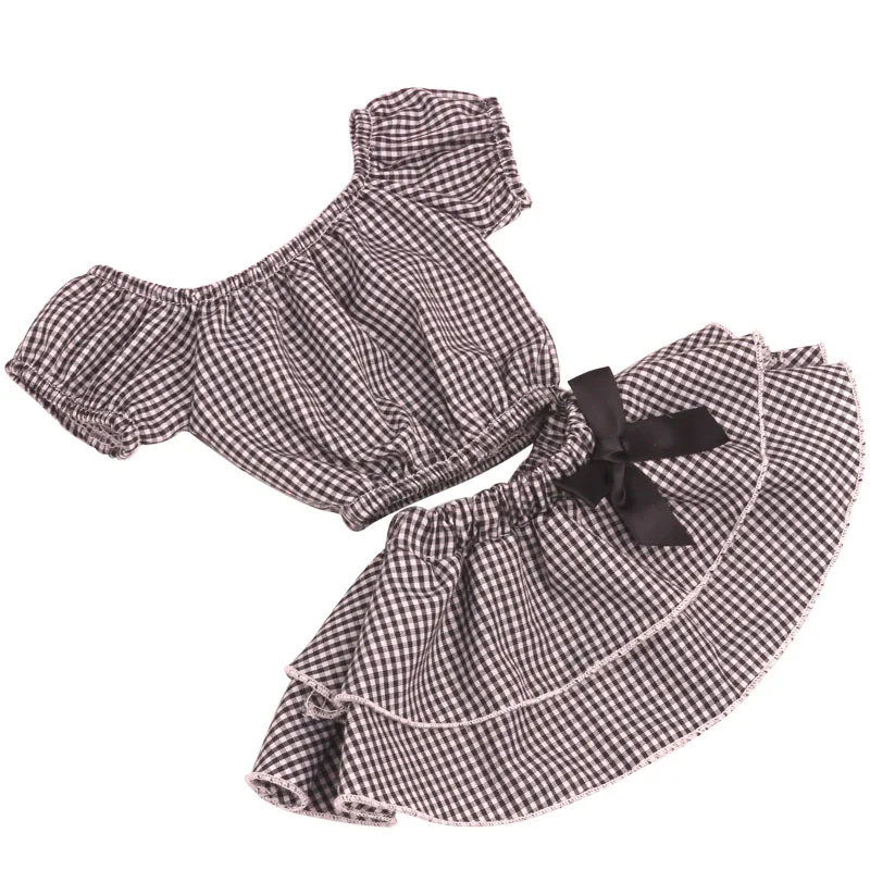 Одежда для кукол 18 дюймов девочек 4 цвета клетчатый костюм топ + юбка торт