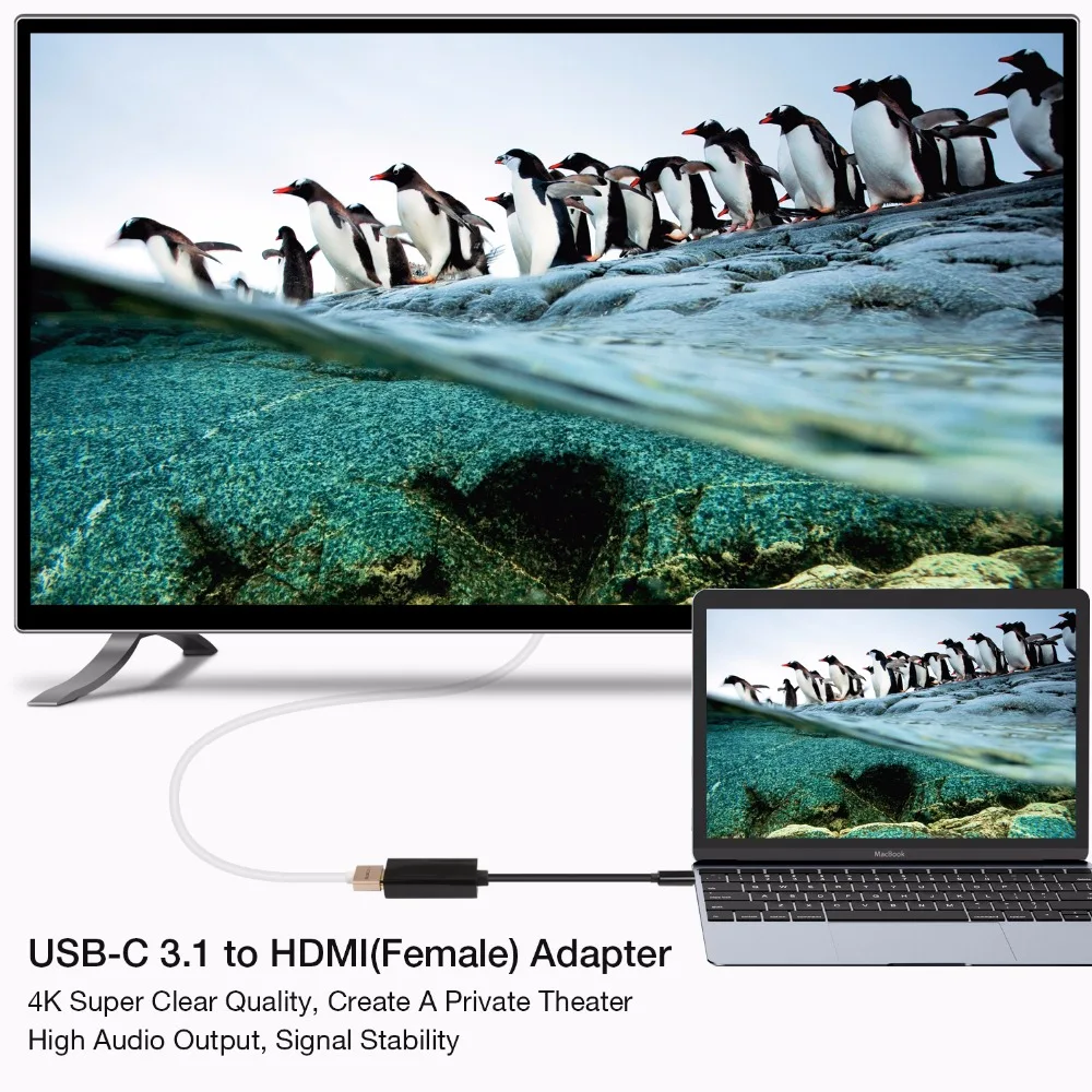 JZYuan USB C 3 1 к HDMI кабель типа папа Женский 4 60 Гц адаптер конвертер для MacBook ChromeBook DELL