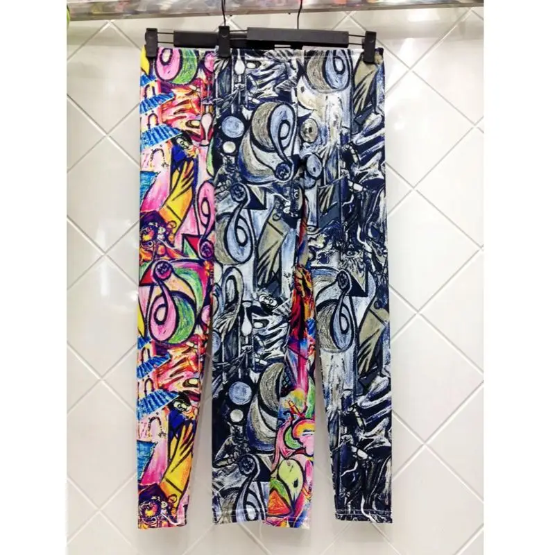 Женские модные новые легинсы для танцев весенне-осенние брюки с граффити девочек
