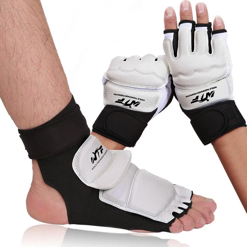 

Durable Taekwondo Karate Gloves Sanda Sports Boxing Gloves Kongfu Martial Arts Foot Protector Ankle Brace Support Pad Guard