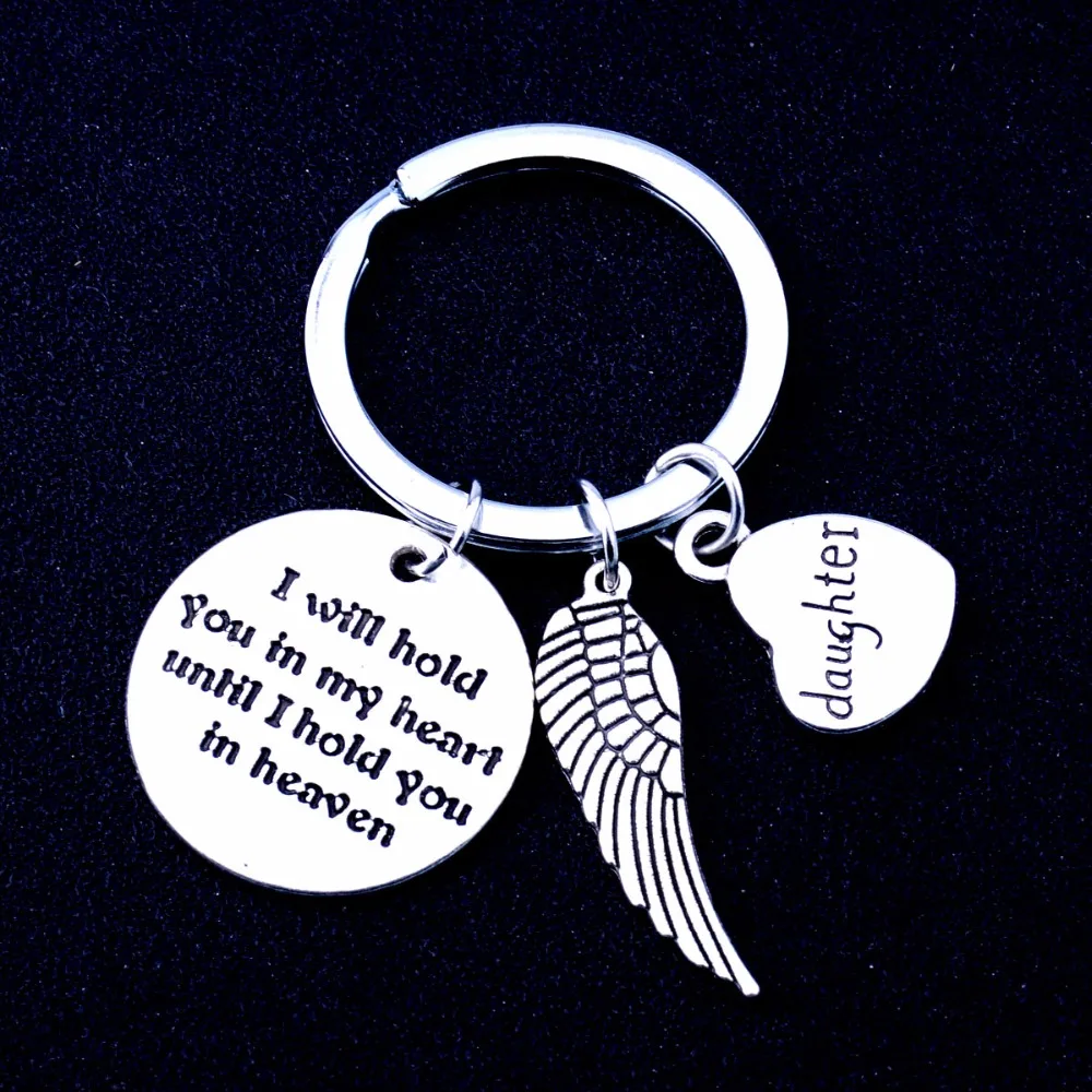 12PC/Lot Wing Heart Daughters Keychain Gift For Family Daughter I Will Hold You In My Keyring Women Girl Jewelry Key Chain | Украшения и