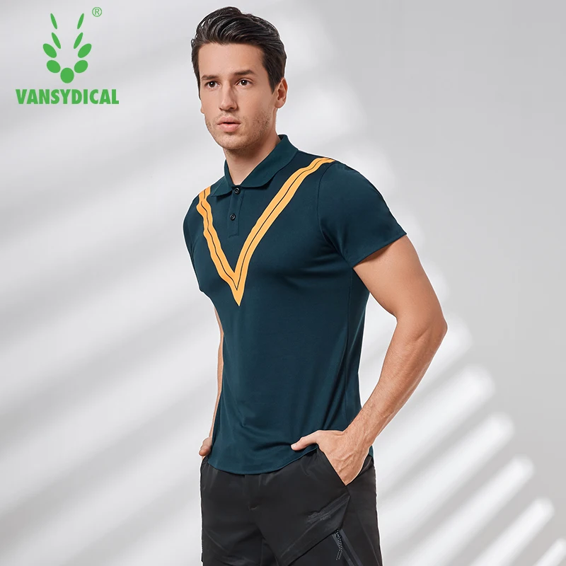 Мужские футболки для бега Vansydical спортивные футболки-поло с коротким рукавом