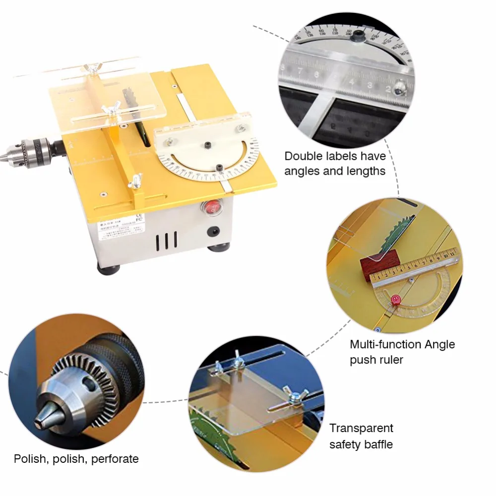 Mini Table Saw Portable DIY Wood Cutting Machine Desktop Buddha Beads Polish Machine Metal/Acrylic Cutter 220V EU Plug