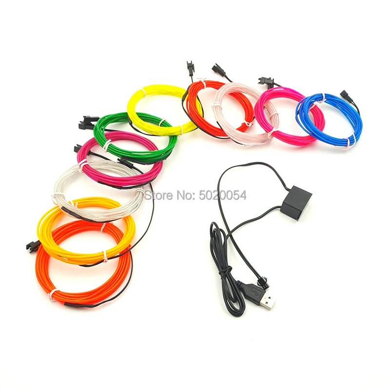 3M Light String Neon LED lamp Flexible EL Wire Rope Tube Waterproof Glow Cold Line With Controller |